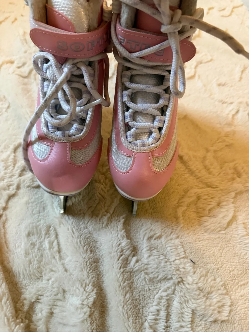 Girls Pink and White Figure Ice Skates